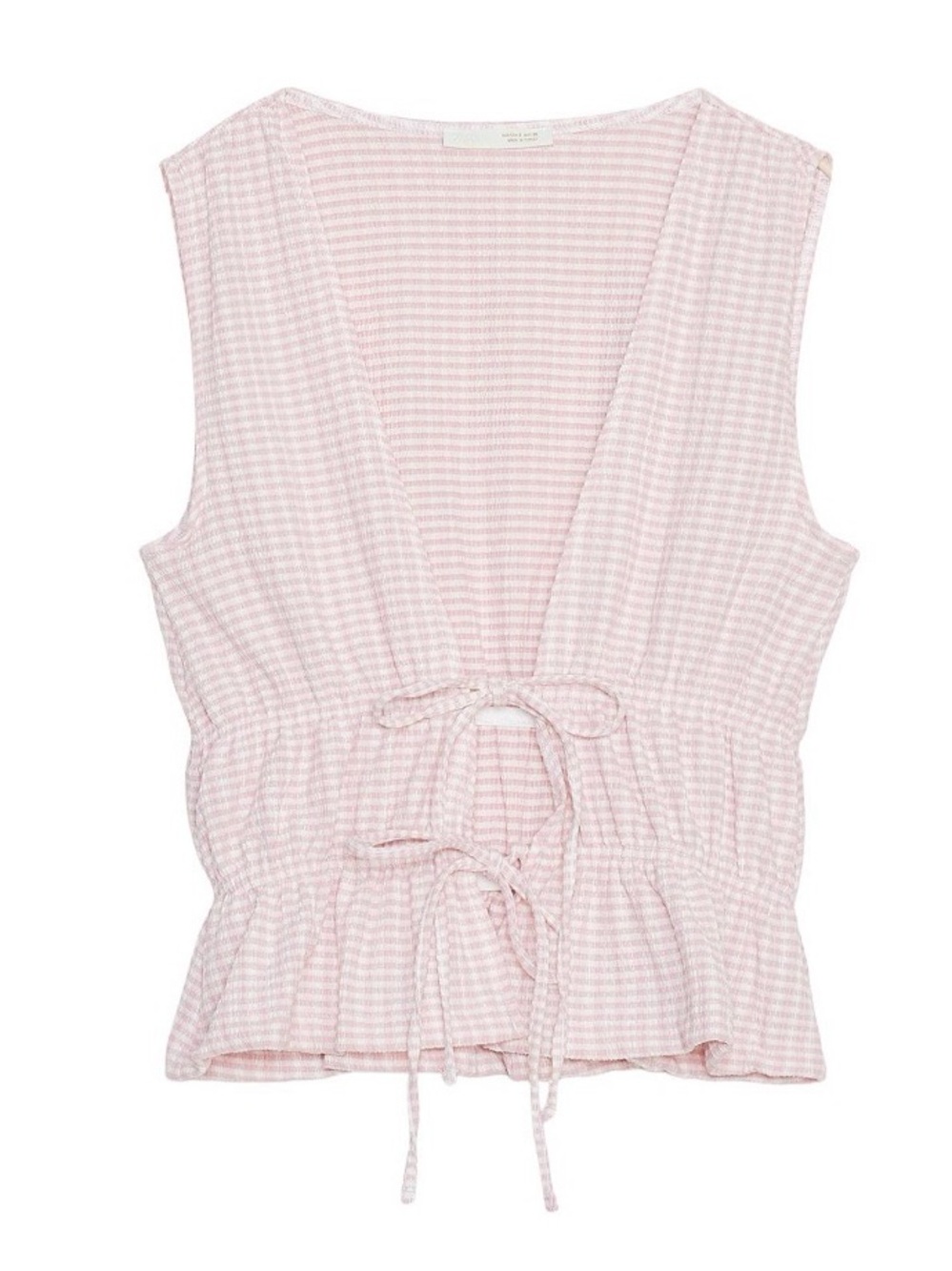 Zara Gingham Pink/White Tie-Front Top